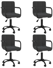 Cadeiras de jantar giratórias 4 pcs veludo preto