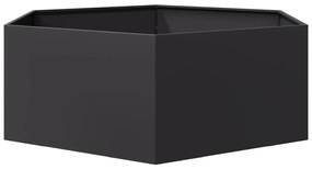 Vaso/floreira de jardim hexagonal 138x120x45 cm aço preto