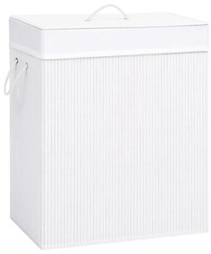 320744 vidaXL Cesto para roupa suja c/ 2 secções 100 L bambu branco