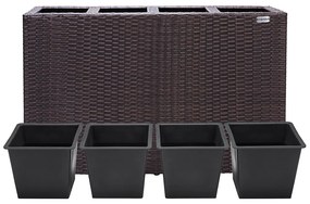 Vaso jardim de flores Polyrattan 95x27x60cm Castanho