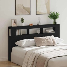 Cabeceira de Armazenamento vidaXL com Luzes LED Carvalho Preto 180x18,