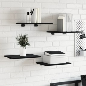 Prateleiras 4 pcs Carvalho Preto 40x30x1,5 cm Madeira Engenharia