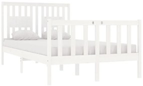 Estrutura cama pequena casal 120x190 cm pinho maciço branco