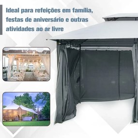 Pérgola de Jardim com Estrutura em Aço e Teto Duplo - 4x3m