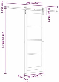 Porta Deslizante vidaXL com Conjunto de Hardware Branca 78x211 cm Made