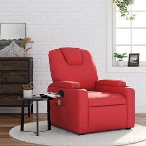 vidaXL Poltrona de massagens reclinável couro artificial vermelho