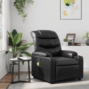Poltrona de massagens reclinável couro artificial preto