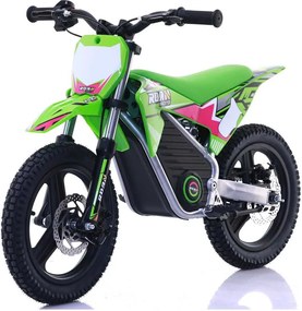 Mini moto elétrica para crianças Minicross electrica 350W 14/14" Warrior MX-E350 Velocidade até 30 km/h Com Limitador Verde