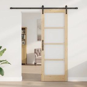 Porta Deslizante com Conjunto de Hardware "ORKDAL" Madeira Sólida e Vi