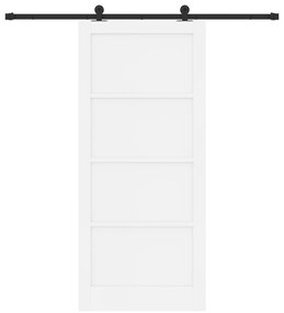 Porta Deslizante com Conjunto de Ferragens Branca 93x211 cm Madeira Só