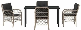 Conjunto de Jantar para Jardim com 5 Peças e Almofadas Cinza Claro de
