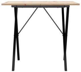 Mesa de jantar estrutura em X 80x80x75 cm pinho e aço