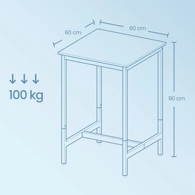 Mesa de bar, mesa de cozinha, mesa alta (BANCOS NÃO INCLUIDOS) 60 x 60 x 92 cm Greige + Preto
