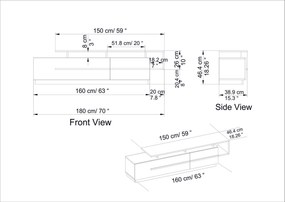 Móvel TV Pia – Nogueira e Branco – 180 x 46,4 x 38,9 cm