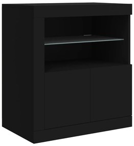 Aparador com luzes LED 283x37x67 cm preto