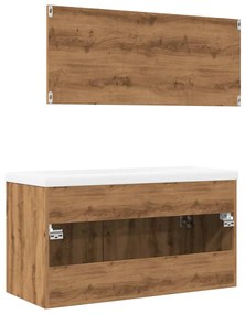 3 pcs móveis de casa de banho deriv. madeira carvalho artisiano