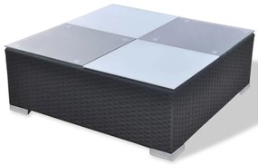 10 pcs conjunto lounge de jardim c/ almofadões vime PE preto