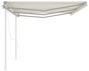 Toldo retrátil automático com postes 6x3,5 m cor creme