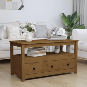 vidaXL Mesa de centro 102x49x55 cm pinho maciço castanho mel