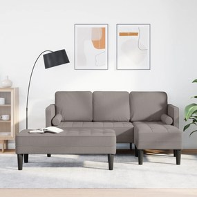 vidaXL Conjunto de Sofás de 2 Peças com Almofadas em Tecido Taupe