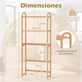 Organizador de casa de banho de bambu de 3 níveis, prateleiras ajustáveis