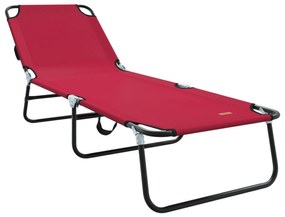 Espreguiçadeira Dobrável 2 pcs Portátil Vermelha Tecido Oxford 600D