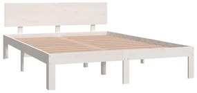 Estrutura de cama 140x200 cm pinho maciço branco