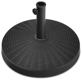 Base Redonda Guarda-sol de jardim exterior em resina de 22 kg Base redonda Design em rattan Botão ajustável Resistente à água e à luz solar