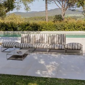 Conjunto De Jardim Com Sofá Modular De 3 Peças, Mesa Auxiliar E 2 Pufes Conversíveis Amaro Tapioca Bege - Castanho Moka - Sklum