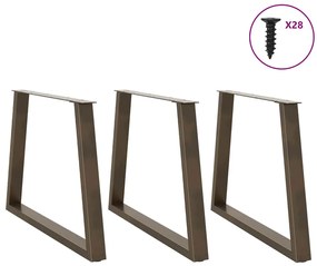 Pés para mesa de jantar em formato de V, 3 peças, aço natural, 100x(72