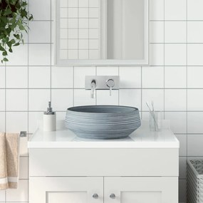 vidaXL Lavatório de bancada redondo Φ41x14 cm cerâmica cinzento