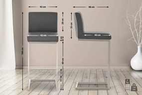 Banco de bar Paros em couro sintético 42 x 104 x 48 cm Cinzento