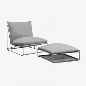 Conjunto De Jardim Amaro Com Poltrona Conversível E Pufe Cinza - Sklum