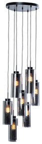 Candeeiro suspenso inteligente preto com vidro fumado 7 luzes incluindo 7 Wifi ST64 - Laura