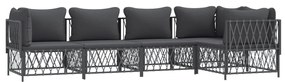 5 pcs conjunto lounge de jardim com almofadões aço antracite