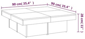 Mesa de centro 90x90x28 cm derivados madeira cinzento sonoma