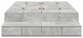 Cama de Armazenamento Cinza Concreto 120x190 cm
