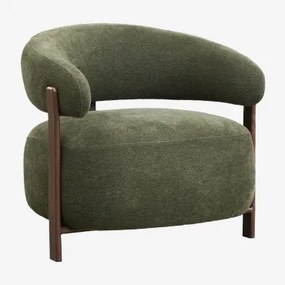 Pack De 2 Poltronas Em Tecido Chenille E Ferro Jolie Castanho Madeira Escura & Chenille Verde Sálvia - Sklum
