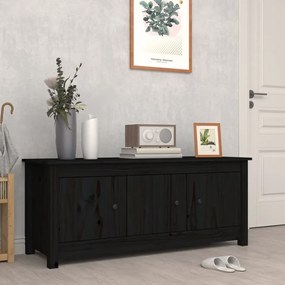 vidaXL Sapateira 110x38x45,5 cm pinho maciço preto