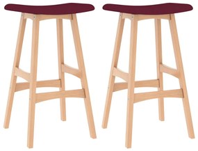 vidaXL Bancos de bar 2 pcs tecido vermelho tinto