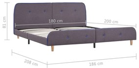 Estrutura de cama 180x200 cm tecido cinzento-acastanhado