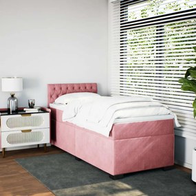 Cama com molas/colchão 100x200 cm veludo rosa