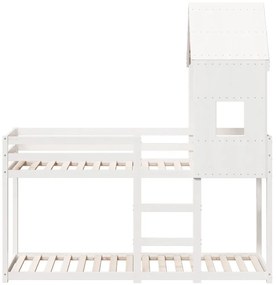 Beliche com telhado 90x200 cm madeira de pinho maciça branco