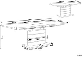 Mesa de jantar com base em aço inoxidável 180/220 x 90 cm branca e prateada HAMLER Beliani