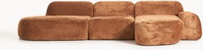 Sofá de canto modular em teddy-bouclé Wolke (4 lugares)