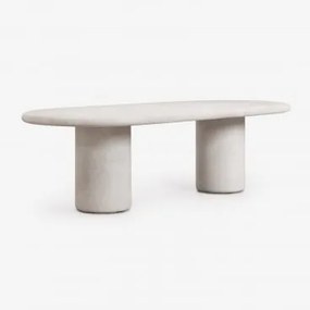 Mesa De Jantar Oval 260x110 Cm Em Cimento Aurean Cinza Pedra Claro - Sklum