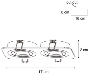 Conjunto de 6 focos embutidos redondos pretos GU10 50mm giratórios e inclináveis IP44 2-Light - Alberto Moderno