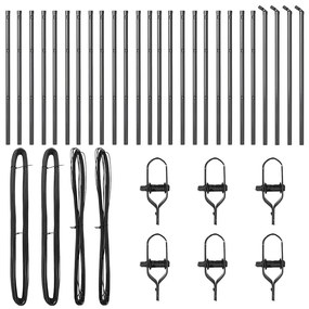 Posts de Cerca - 26 pcs cinzas Ø32 mm 80 cm em aço galvanizado
