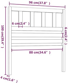 Cabeceira de cama 96x4x100 cm pinho maciço castanho mel