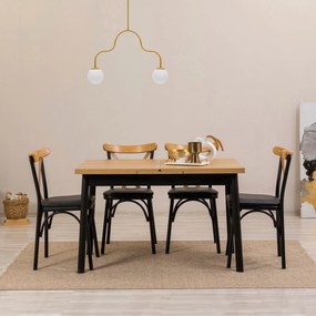 Conjunto de Mesa de Jantar Extensível Oliver – Preto – Mesa: 120x77x75